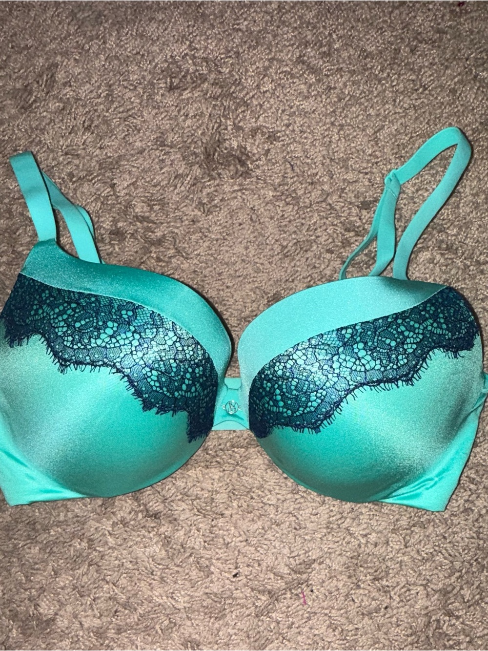 Victoria's Secret Teal Push-Up Lace-Accent Bra